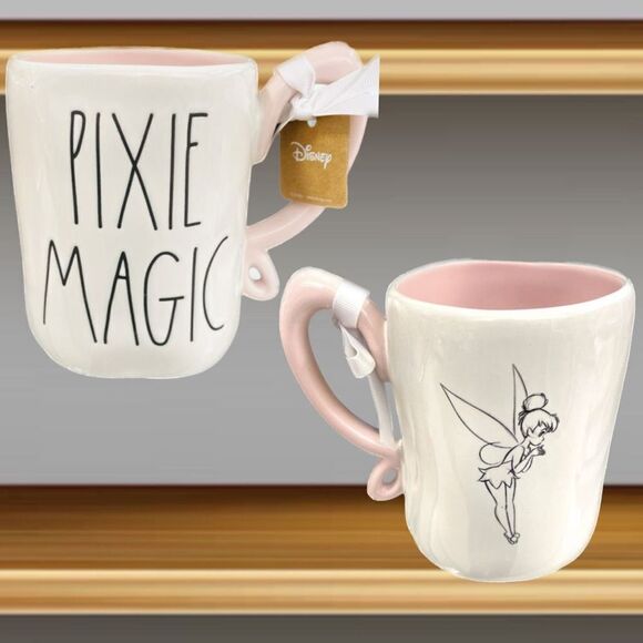NWT Rae Dunn Disney Tinkerbell Pixie Magic White Pink Ceramic Tinker Bell Mug - Picture 1 of 12